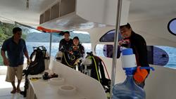 Lembeh - North Sulawesi, Indonesia. Divers on aboard.